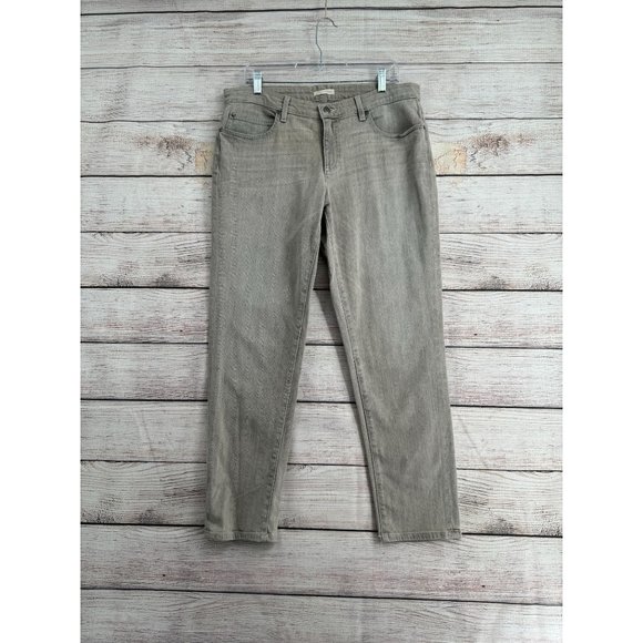 Eileen Fisher Tapered Leg Stretch Jeans Women's Size 14/16‎ Light Gray Organic - Picture 1 of 6